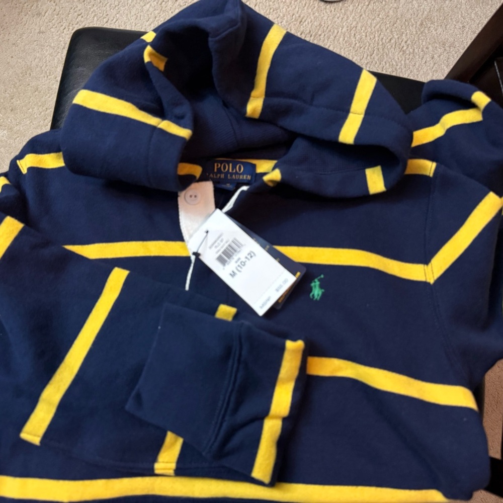 Polo by Ralph Lauren Boys Navy and Yellow Striped Sweater